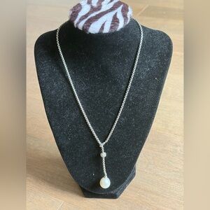 David Yurman Sterling Pearland 0.32 CTW Diamond Y Necklace